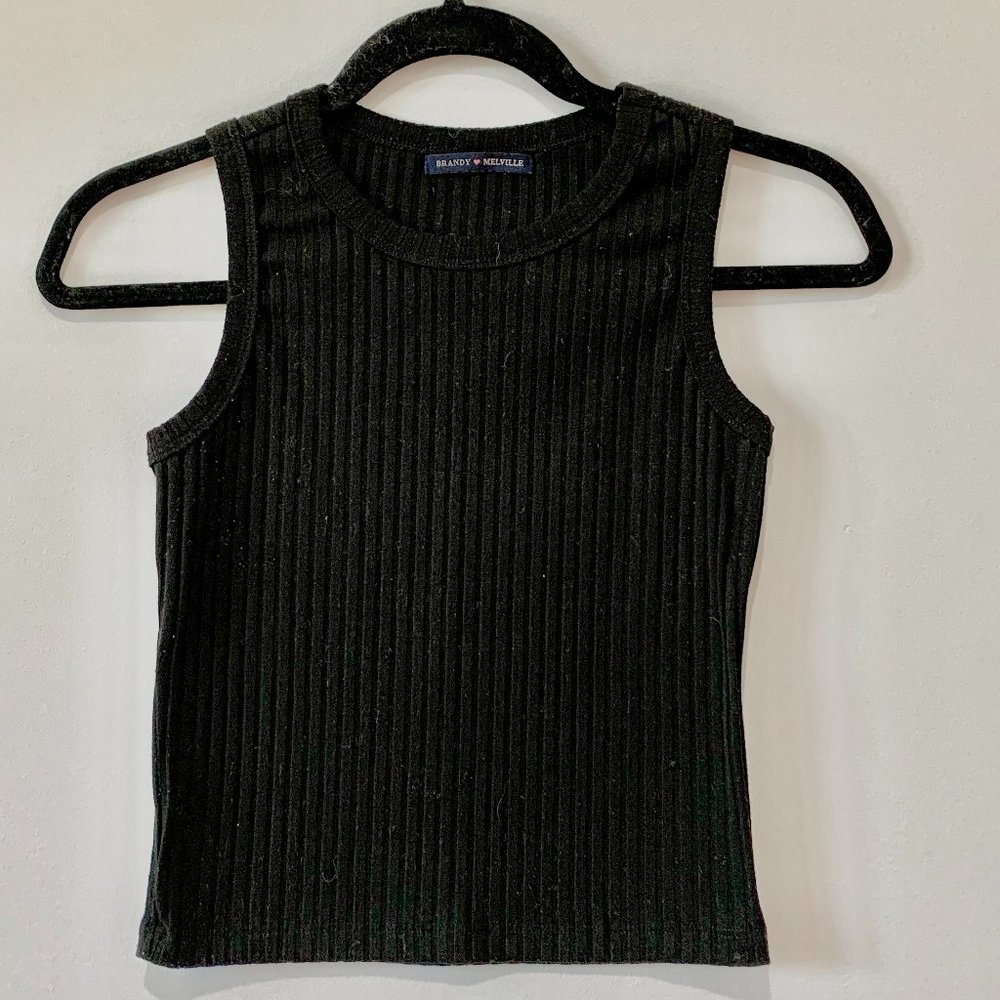 Brandy Melville Black Ribbed Sweater Tank